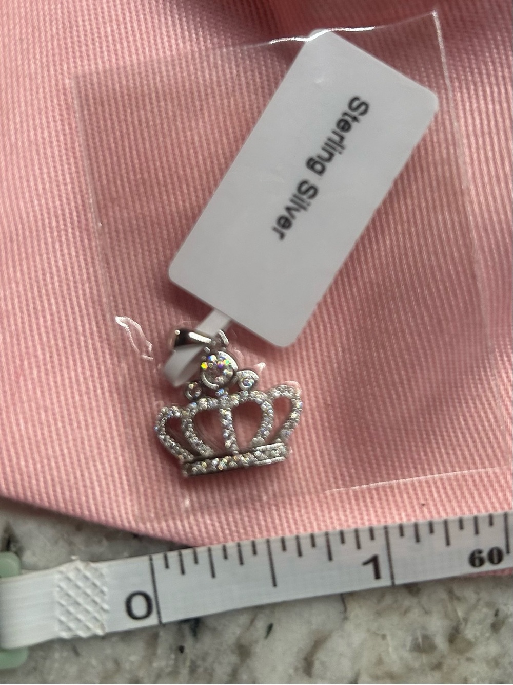 Sparkling Crown Moissanite Charm - Sterling Silver